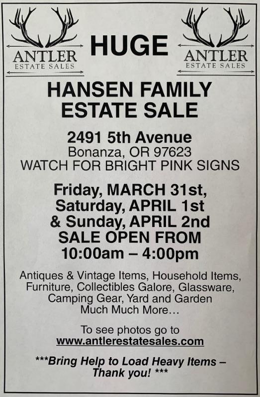 1/2 OFF HUGE Hansen Estate Sale Bonanza Oregon