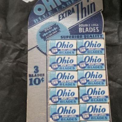 Vintage Blue Label Ohio Razor Display 
