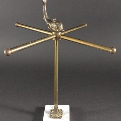 Vintage Italian Brass & Marble Hand Towel Stand