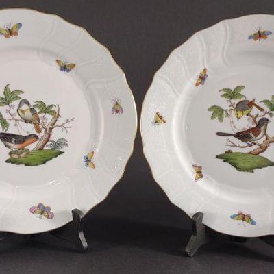 Two Herend Rothchild Bird Dinner Plates 10