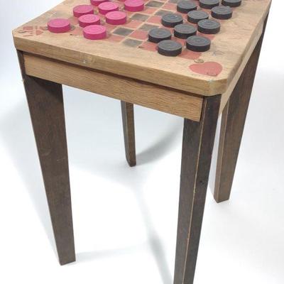 Childs Wooden Painted Game Table w/ Checkers