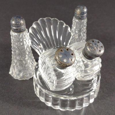 (2) Set of Glass & Sterling Salt & Pepper Shakers