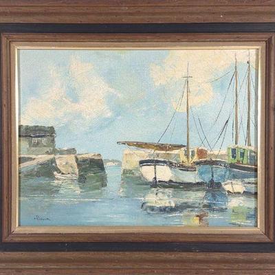 K Rossum Harbor Oil Painting on Canvas