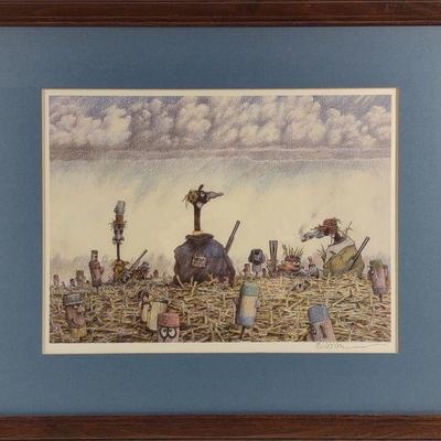 TW Ramsey Signed Whimsical Duck Hunting Print