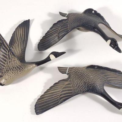 3 Aluminum Painted Geese Figures (Wall Mounted)