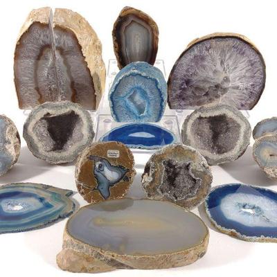 Group of Cut Geodes & Mineral Specimens