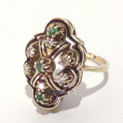 14K Diamond & Emerald Cocktail Ring (Kimberly)