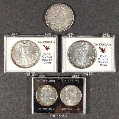 3 Silver Eagle Dollars & Silver Half Dollar Set
