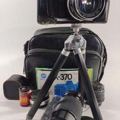 Minolta X-370 SLR Camera w/ Lenses & Accessories