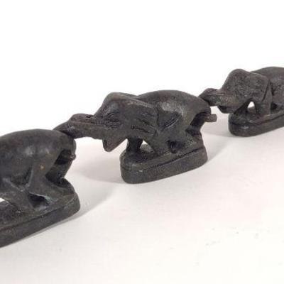 5 Vintage Interlocking Opium Weights of Elephants