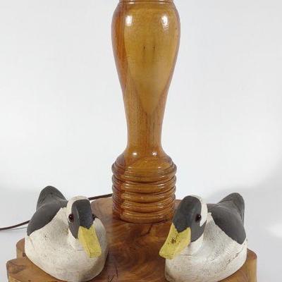 Carved Wooden Duck Table Lamp (Works)