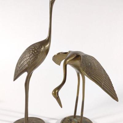 Two Vintage Brass Crane Figures