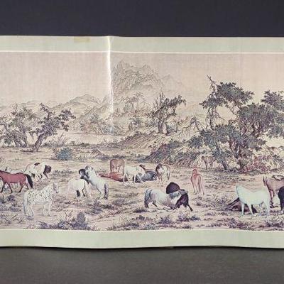 Giuseppe Castiglione 100 Horses Print Replica 9'