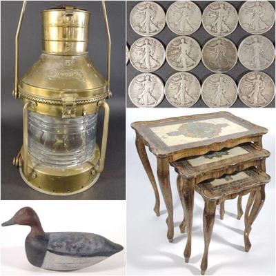 Antiques. Fine Jewelry, Coins, SIlver, Paintings, Decorative Art, Decoys & MORE. View Catalog & Place Bids Today!
