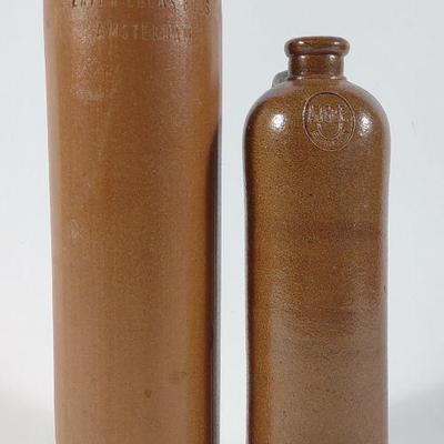 Two Antique Stoneware Clay Bottles