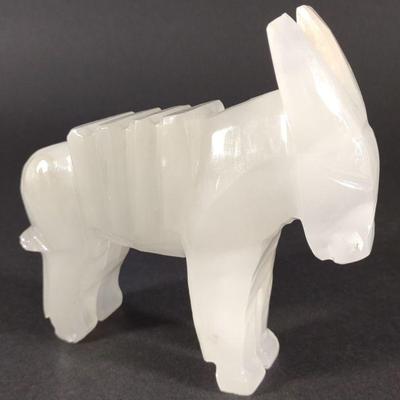 Mexican White Onyx Carved Donkey Figure