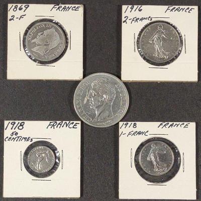 5 Silver France International Coins