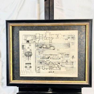  Frank Lloyd Lithograph Shows House Designed for Helen W. Husser, Lakeview, IL ~ 21" x 27" Framed