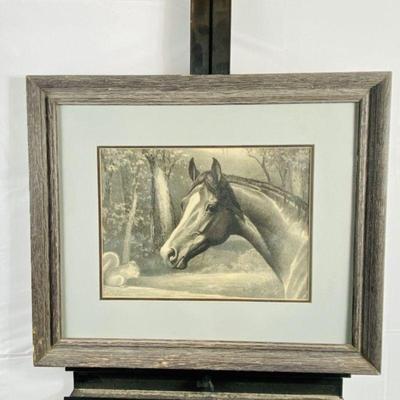  Drawing of Horse and Squirrel with Distressed Frame Initials 