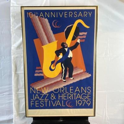  Vintage Poster Silk Screen (Serigraph) 1979 New Orleans Jazz & Heritage Festival LE 2822/10,000 Signed John Martinez