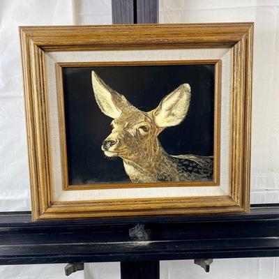  Original Art by Colorado Artist Vivian Etmanczyk Using Scratchboard & Watercolor "Curiosity" 15" x 13" Framed
