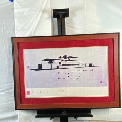  Large Framed Lithograph of Frank Lloyd Wright's 