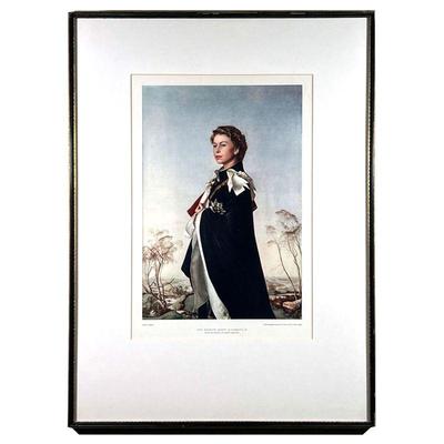 PORTRAIT OF QUEEN ELIZABETH | HER MAJESTY QUEEN ELIZABETH I FROM THE PAINTING BY PIETRO ANNIGONI, matted and framed; w. 23 x h. 31 in...