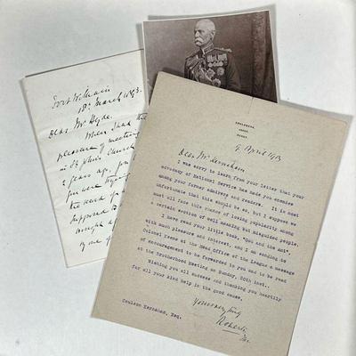 (3PC) [AUTOGRAPH] FIELD MARSHAL (LORD) ROBERTS | Comprising a typed letter signed Robert F. M.; And a 2 1/4 page 8VO autograph letter...