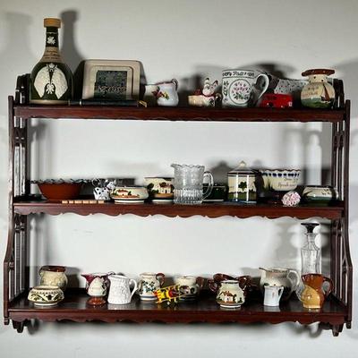 COLLECTION BRIC-A-BRAC | Including various, mostly, English, ceramics, models, wood carving, and other items [n.b. shelf not included] -...