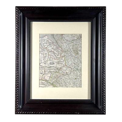 MAP OF WEST ENGLAND | Detailed map of western England centered on Wrexham: 7.5x9.5in, sight. w. 15.5 x h. 18.5 in (Frame)  