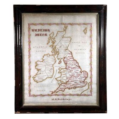 BRITISH ISLES ANTIQUE NEEDLEPOINT | 19th century, signed M.A. Bardsley - w. 28.5 x h. 33.5 in (frame) 