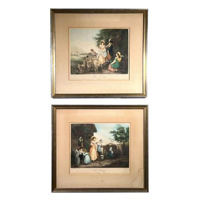 (2PC) 2 COLORED ETCHINGS | A pair of etchings by A Conte sculp, titled â€œThe Morningâ€ and 