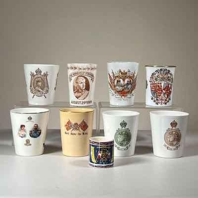 (9PC) CORONATIONWARE & OTHER CUPS | Miscellaneous makers and designs, including Royal Doulton, Caverswoll, stoneware etc. - h. 4.25 in...