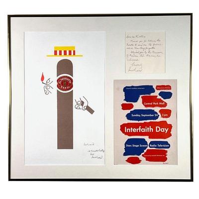 PAUL RAND (1914-1996) SILKSCREEN | Silkscreens, including cigar, interfaith day, and a dedication/letter hand signed by the artist,...