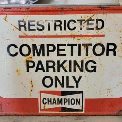 #290 â€¢ Single Sided Painted Champion Spark Plugs Sign