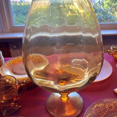 Hand blown giant amber glass