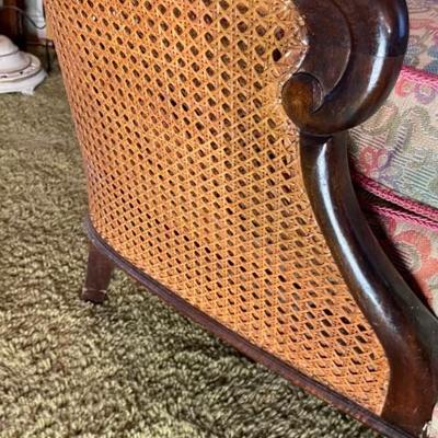 Vintage Double Caned Carved Wood Chair