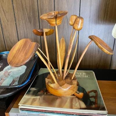 Vintage VTG Monkey Pod Flower Leaf Sculpture