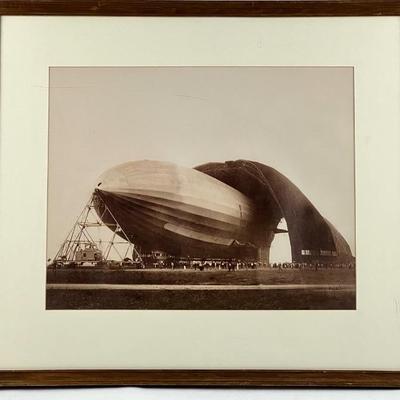 Sepia-Toned Framed Photo of Margaret Bourke-White's Image of Goodyear Zeppelin: US Airship 'Akron', 1931