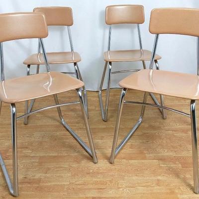 Lot A: 4 MCM Heywood Wakefield Stackable Chairs - Peach Hey Woodite