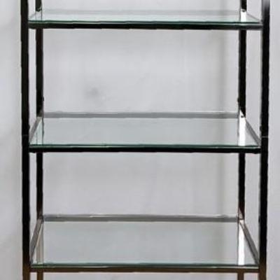Modern Chrome & Glass Etagere Bookcase Shelf - 7 Shelves