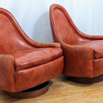 1960's Petite Milo Baughman for Thayer Coggin Swiveling Lounge Chairs- Original Upholstery!
