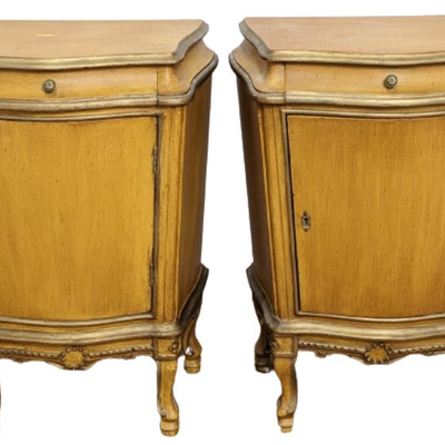 Pair Vintage Italian Rococo Nightstands/ Cabinets with Key