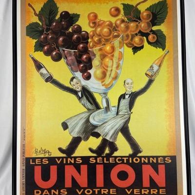 Framed French Vintage Union Wine Large Wall Art Poster