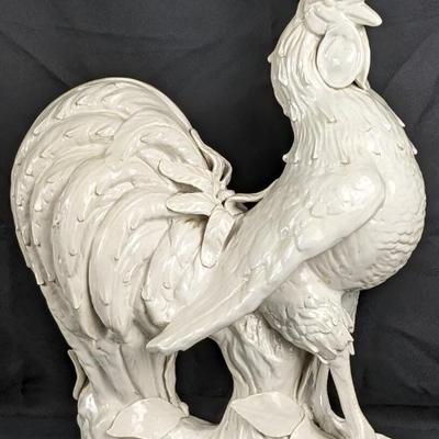 Large White Ceramic Rooster Made in Italy - 22 Inches High
