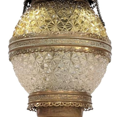 Victorian Daisy and Button Glass Hall Lamp - Updated to Swag Lamp