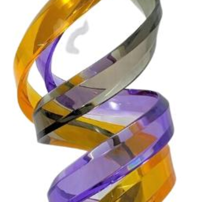 Vintage Shlomi Haziza Lucite Triple Spiral Sculpture - Colorful MCM Standing Artwork