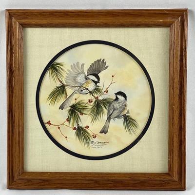 Vintage Signed Framed Chickadee Print by d'Smith, #200/950