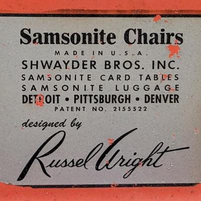 Pair 1950's Russel Wright Samsonite Steel Folding "King" Patio Chairs