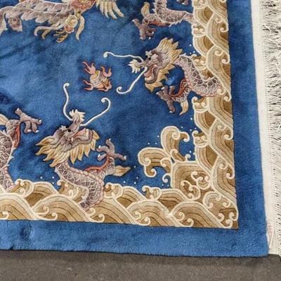 Vintage Chinese Art Deco Dragon and Phoenix Wool Hand Knotted Rug - 8 Ft x 12 Ft - Att. to Walter Nichols